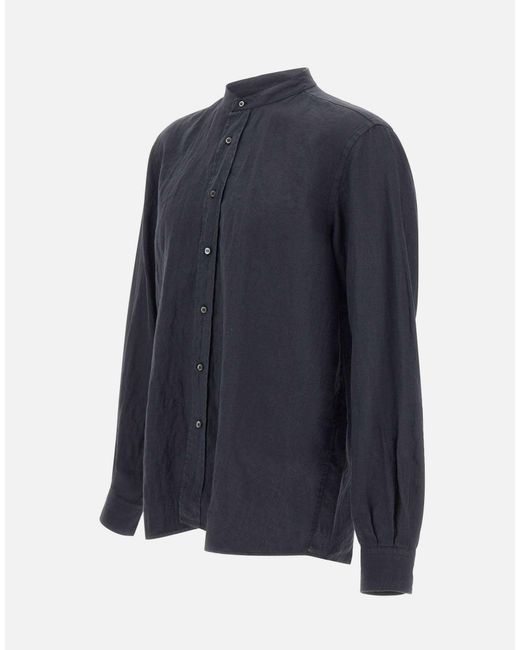 Aspesi Blue Bruce Band-Collar Shirt for men