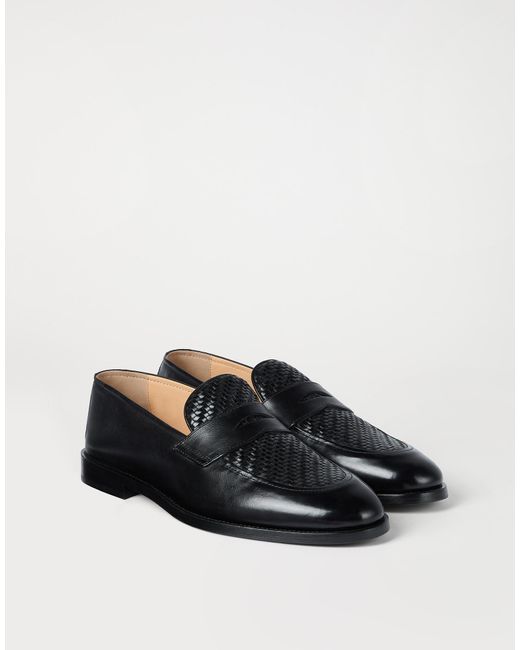 Brunello Cucinelli Black Penny-Slot Loafers for men