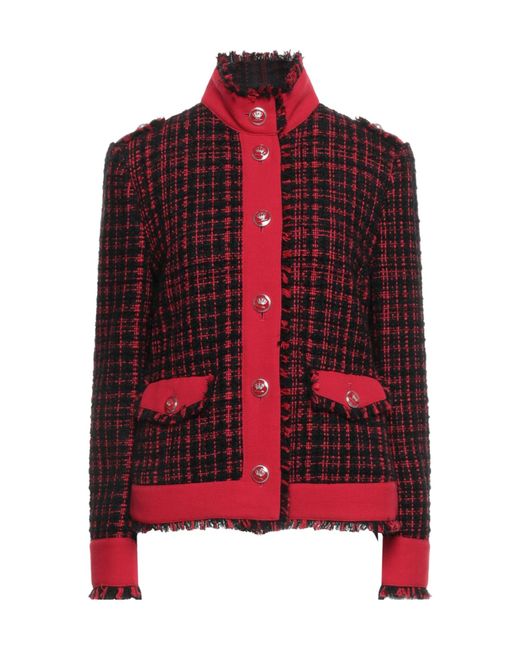 Dolce & Gabbana Red Plaid Tweed Coat