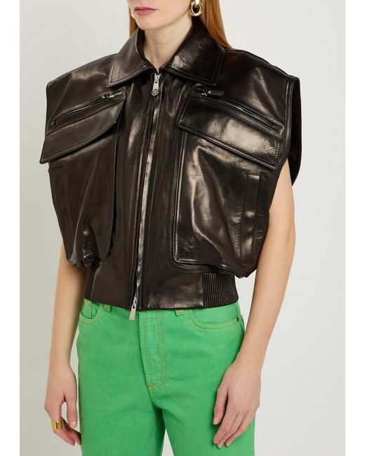 Versace Black Stretch Leather Vest