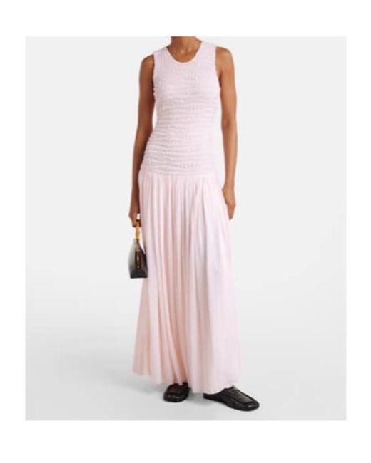 Jil Sander Pink Shirred Maxi Dress