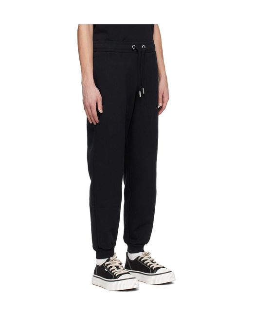 AMI Black Ami De Coeur Embroidered Drawstring Track Sweatpants for men