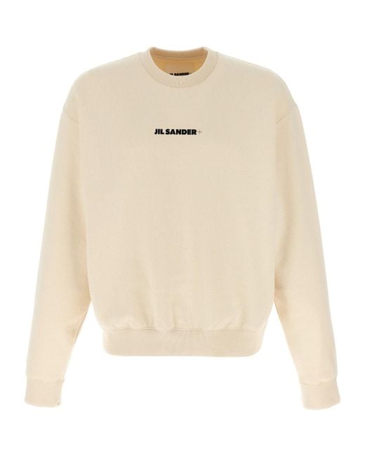 Jil Sander White Logo-Print Crewneck Sweatshirt for men