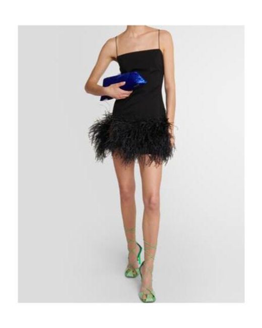 The Attico Black Feather-Trimmed Minidress