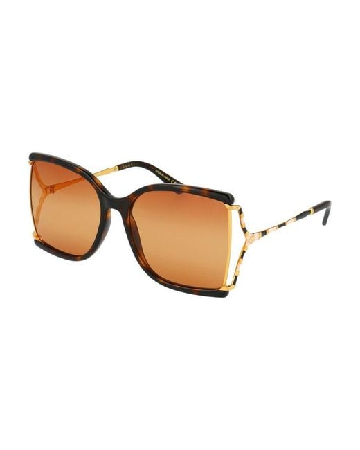 Gucci Natural Tortoiseshell Square-Frame Sunglasses