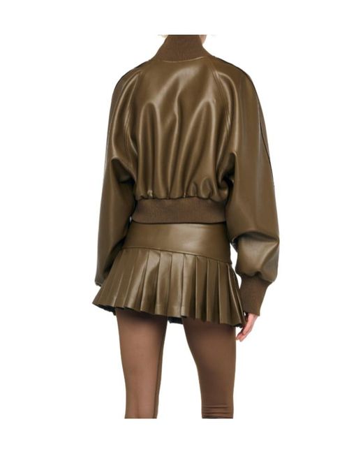 Norma Kamali Brown Pleated Pickleball Skirt