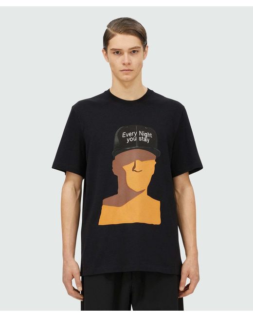 MSGM Black Graphic-Print T-Shirt for men