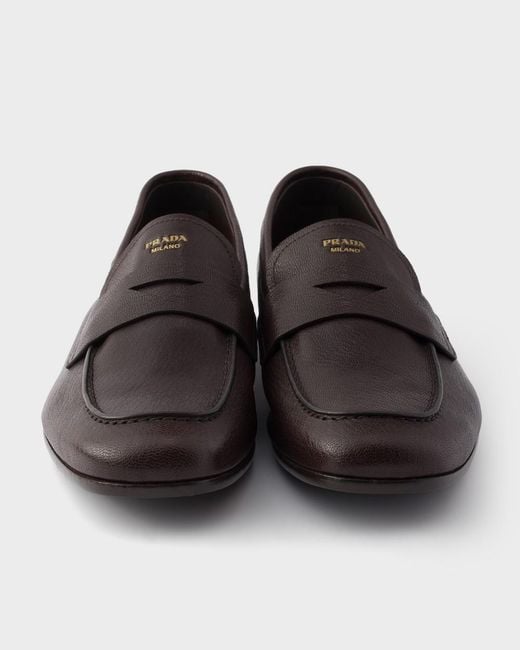 Prada Brown Leather Loafers for men
