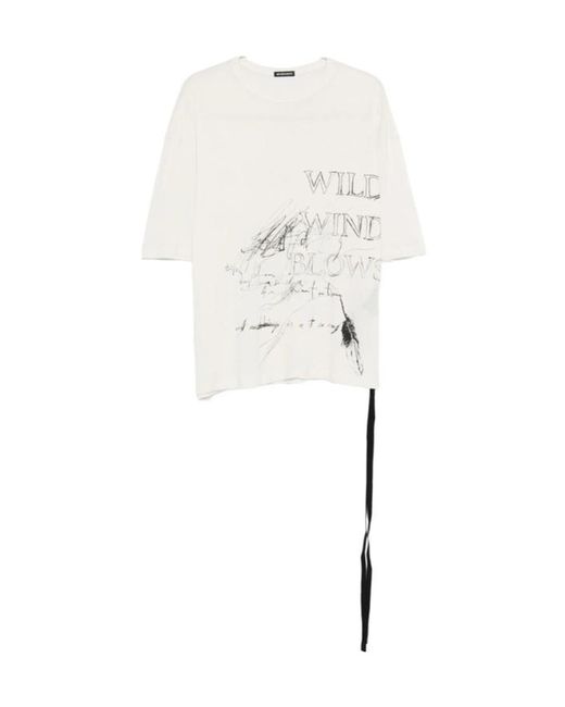 Ann Demeulemeester White Dieter Wild Wind Blows High Comfort T-Shirt for men