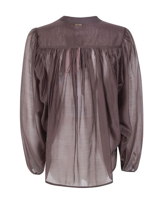 Twinset Brown Sheer Pleated Shirt