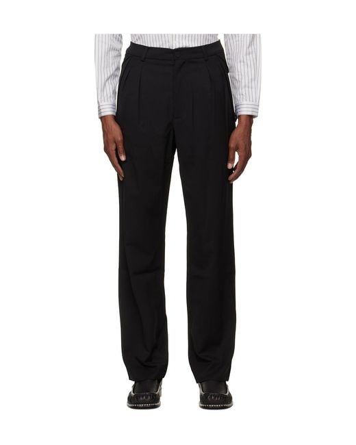 Kiko Kostadinov Black Mid-Rise Casual Trousers for men