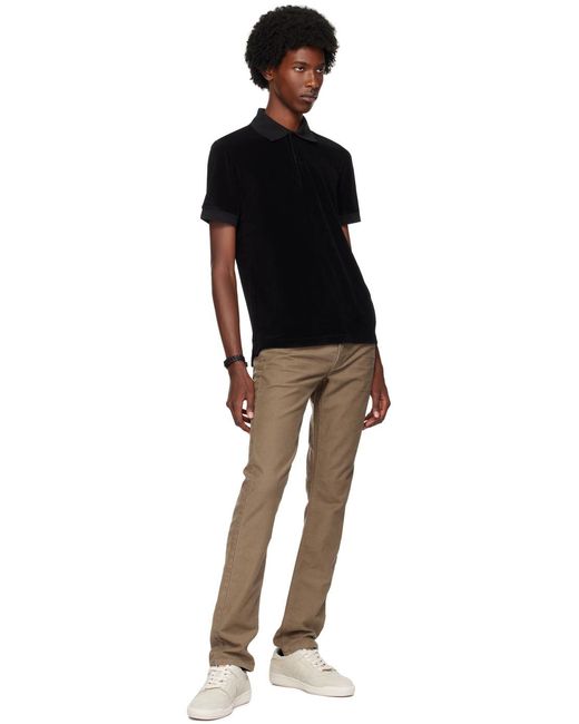 Tom Ford Black Towelling Polo Shirt for men