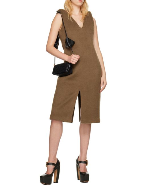 Bottega Veneta Brown Logo V-Neck Dress