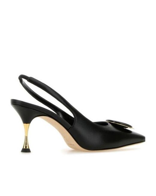 Manolo Blahnik Black Pointed-Toe Slingback Pumps