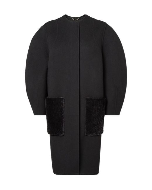 Fendi Black 'Ff' Double Wool Overcoat