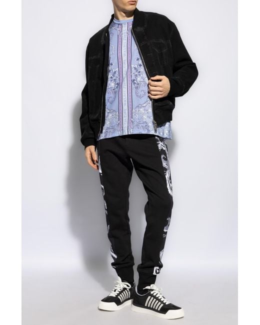 Versace Jeans Black Couture Baroque-Printed Drawstring Sweatpants for men