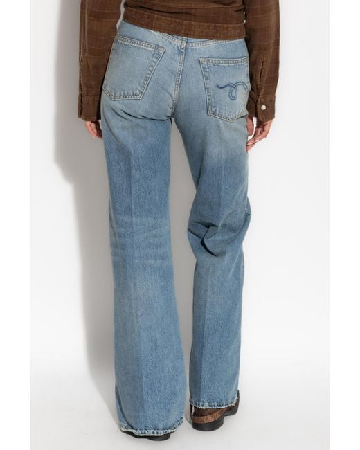R13 Blue Embroidered-Pocket Jeans