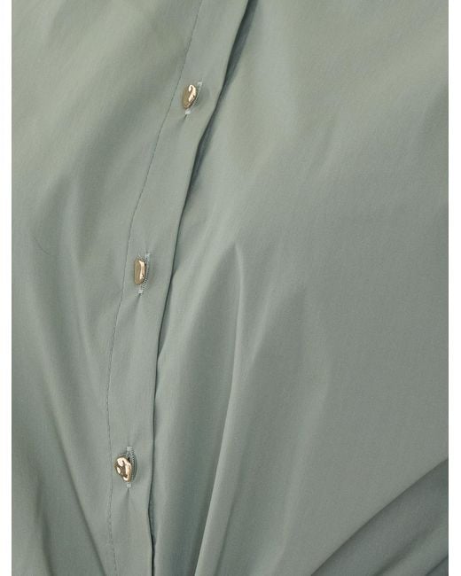 Liu Jo Green Cropped Tie-Front Shirt