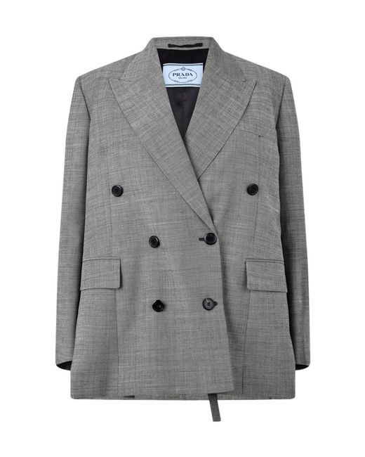 Prada Gray Double-Breasted Blazer