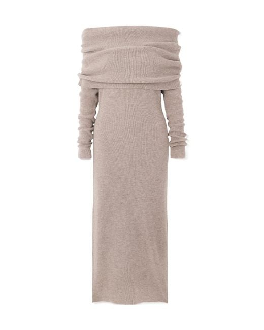 Cult Gaia Gray Carline Off-The-Shoulder Wool And Cashmere-Blend Midi Dress