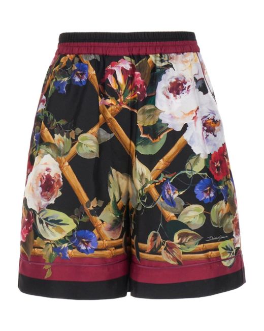 Dolce & Gabbana Red Floral Print Shorts