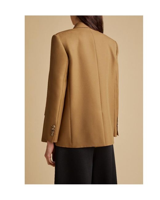 Khaite Natural Peak-Lapel Double-Breasted Blazer