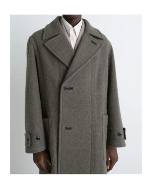 Lemaire Gray Straight Hem Belted Coat for men