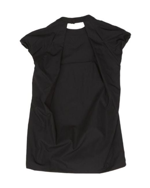 Sacai Black Crewneck Short-Sleeved Poplin Dress