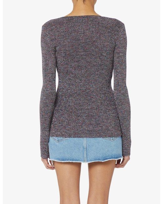 Gcds Blue Glittered V-Neck Cardigan