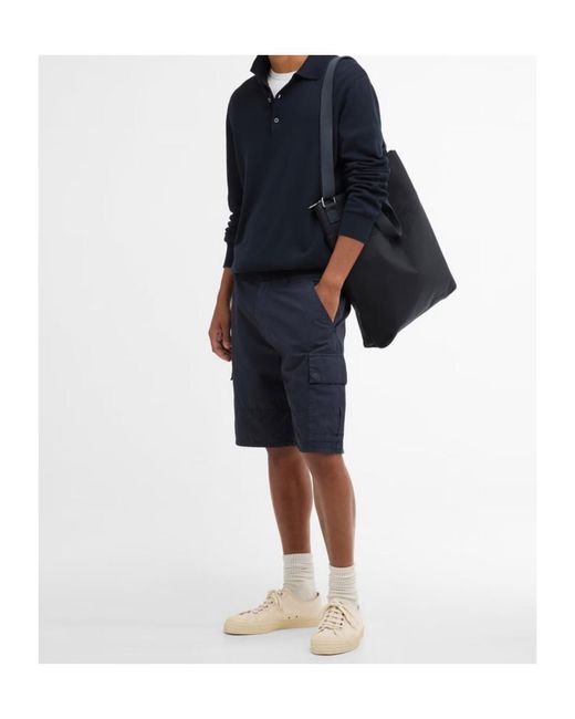 Barbour Blue Knitted Polo for men
