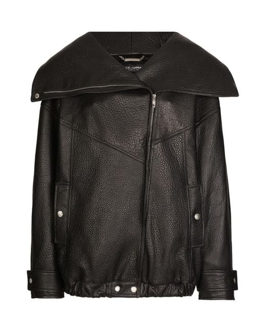 Dolce & Gabbana Black Oversized Biker Jacket