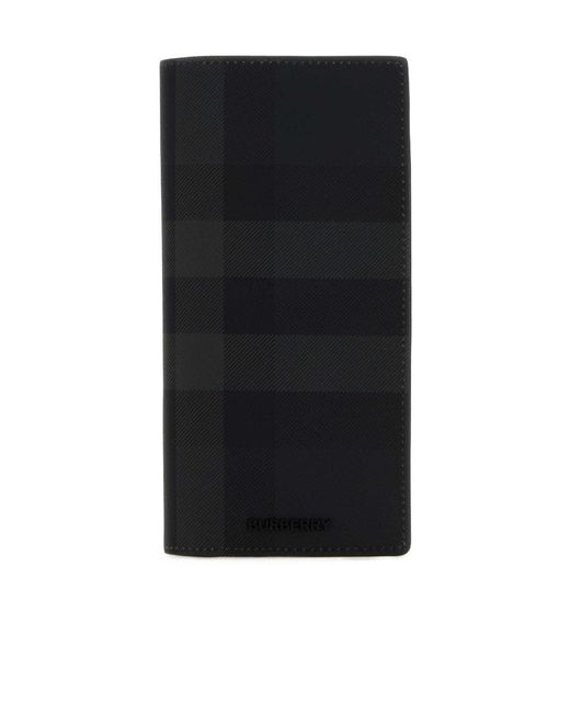 Burberry Black Check Printed Folded Wallet for men