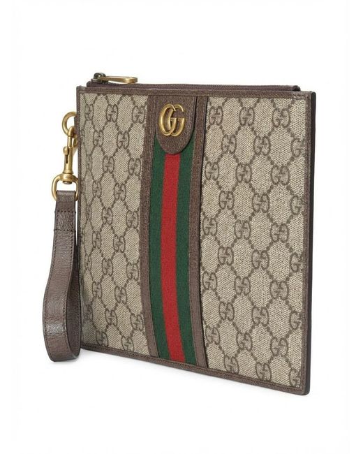 Gucci Metallic Ophidia Web-Trim Pouch Bag