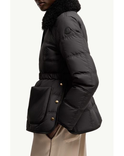 Moncler Black Cygnes Logo Patch Padded Jacket