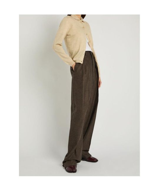 Maison Margiela Natural Stitch-Detail Wool-Blend Cardigan