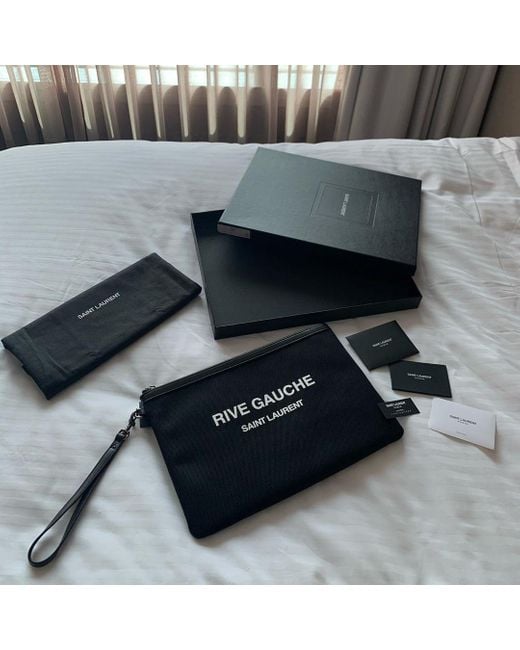 Saint Laurent Black Rive Gauche Print Pouch for men