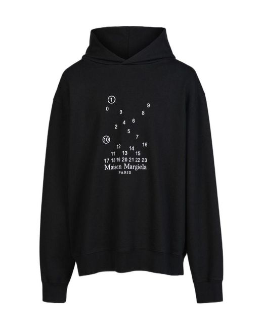 MM6 by Maison Margiela Blue Maison Margiela Logo-Printed Long-Sleeved Hoodie for men
