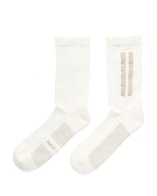 Rick Owens White Glitter Ribbed Socks for men