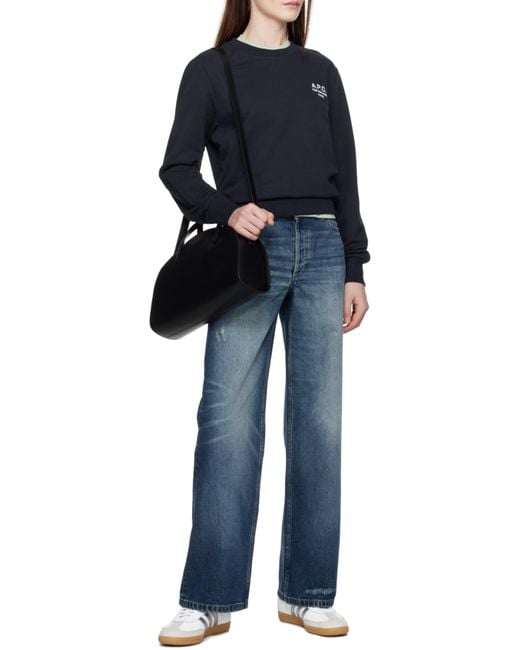 A.P.C. Blue Rue Madame Logo Embroidered Crewneck Sweatshirt