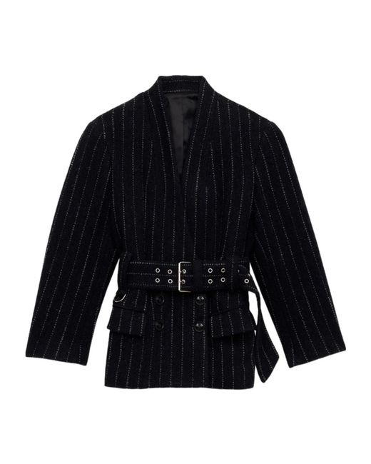 Isabel Marant Blue Striped Belted Jacket