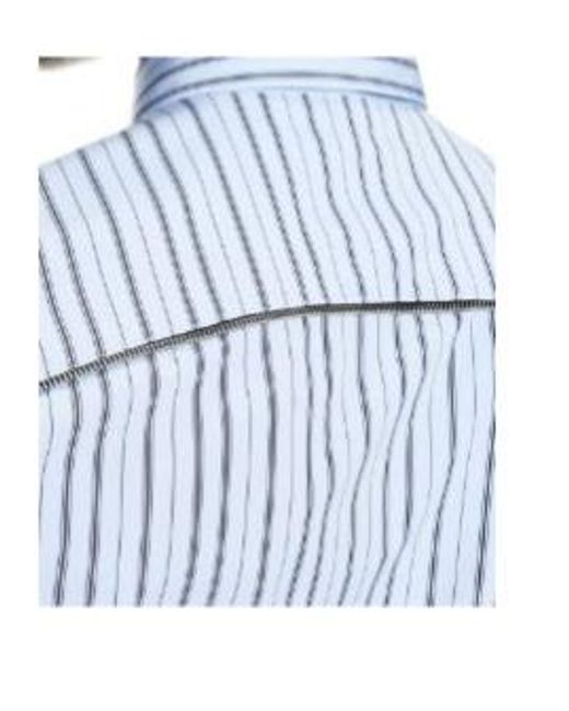 Off-White c/o Virgil Abloh Blue Striped Curved Hem Shirt for men