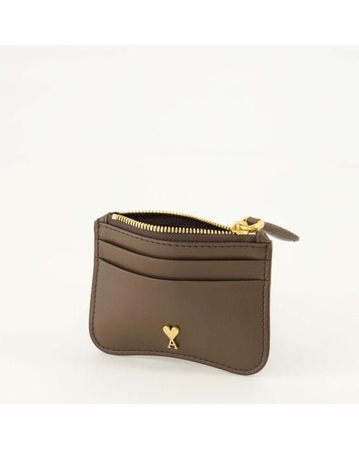 AMI Brown Zippered Card Holder for men