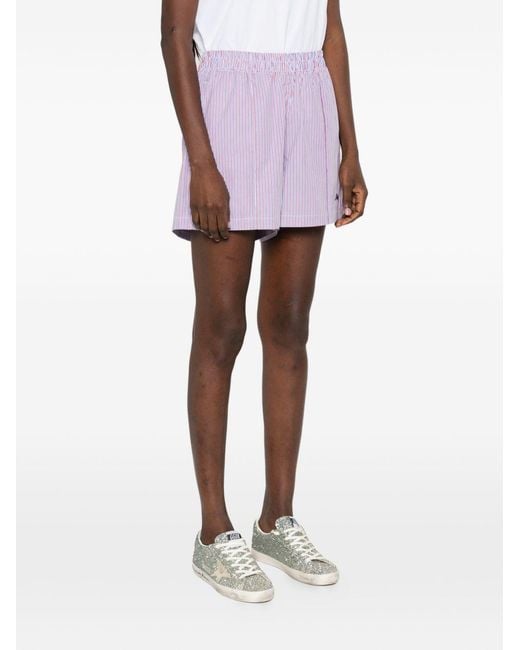 Autry Purple Embroidered Poplin Stripe Shorts