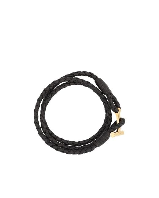 Tom Ford White T Plaque Braided Bracelet for men