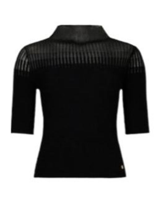 Liu Jo Black Ribbed High-Neck Top