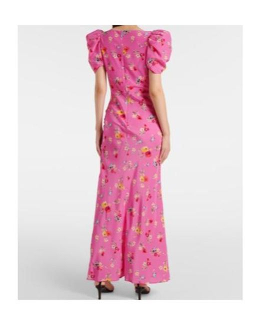 Rodarte Pink Lace-Trimmed Silk Maxi Dress