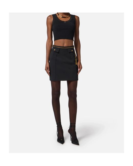 Elisabetta Franchi Black Chain Embellished Mini Skirt