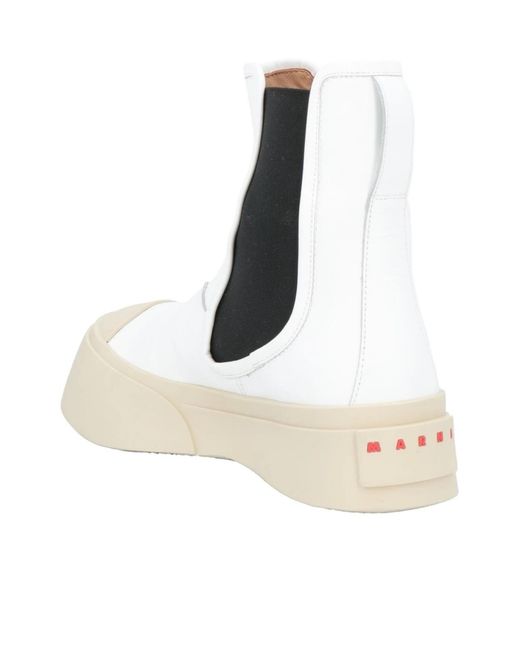 Marni White Leather Chelsea Boots