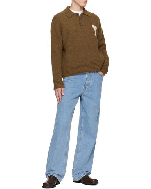 AMI Brown Ami De Coeur Knitted Jumper for men