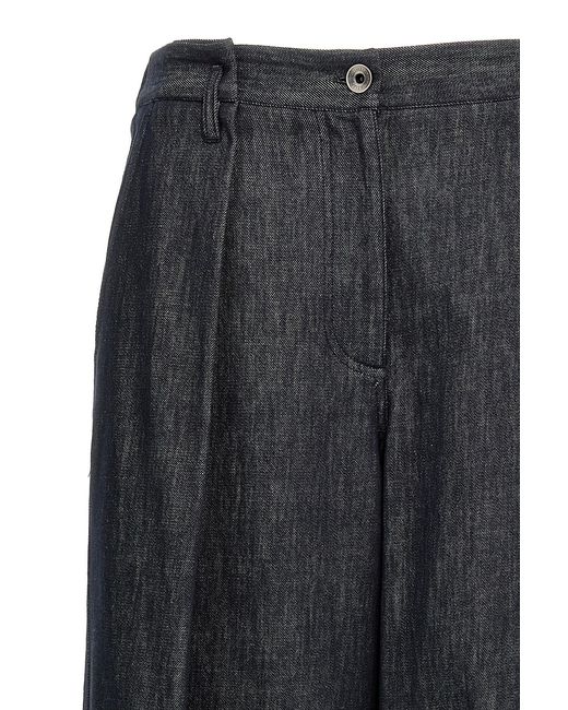 Brunello Cucinelli Black Pleated Wide-Leg Pants